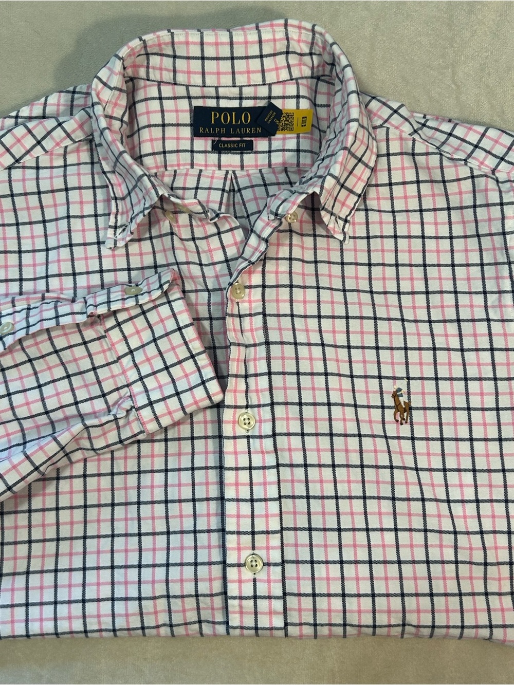 Polo Ralph Lauren Shirt Mens M Medium Classic Fit Plaid Check Long Sleeve Cotton